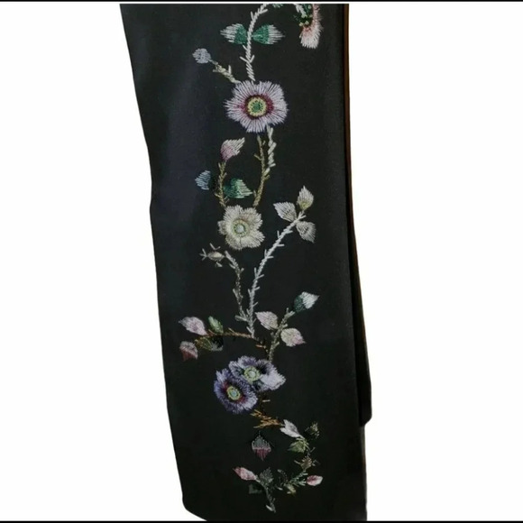 Tailor by B. Moss 6‎ black dress pants with embroidered flowers Boho Retro Y2K - Picture 4 of 6